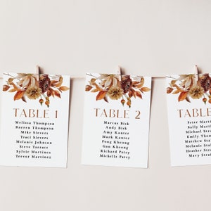 Fall Wedding Seating Charts printed, 5x7 seating chart, 4x6 seating chart, printed seating charts, boho wedding seating charts, SC110