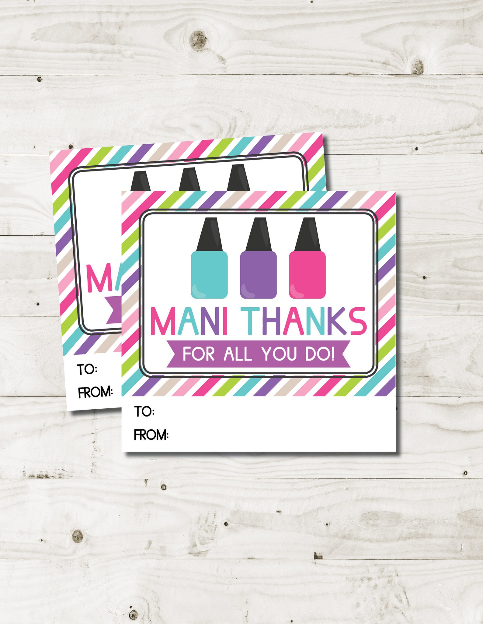 Free Printable Mani Thanks Favor Cards