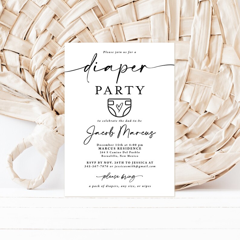 Diaper Party Invitation for Men Diaper Shower Invitation Etsy