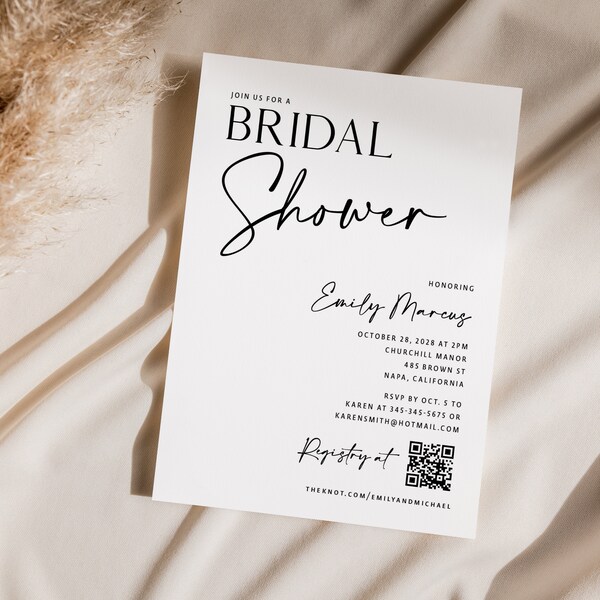 Shower Invitations With Qr Code Etsy