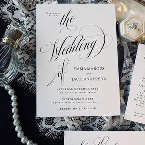 Classic Wedding Invitation Suite qr code printed: envelopes, rsvp card, details card, calligraphy, W251 image 5