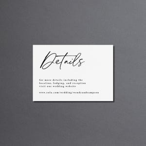 Conjunto de invitación de boda sencilla impresa: RSVP por correo, tarjeta de detalles, blanco y negro, W155 imagen 7