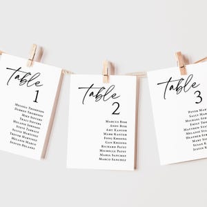 Simple Wedding Seating Chart Cards Printed, Reception Table Assignments, Modern Wedding Decor, SC116
