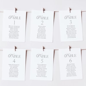 Simple Wedding Seating Chart Cards printed: reception table assignments signs 5x7 or 4x6 SC135