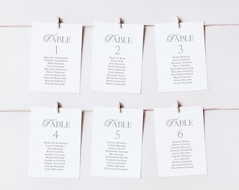Simple Wedding Seating Chart Cards printed: reception table assignments signs 5x7 or 4x6 SC135