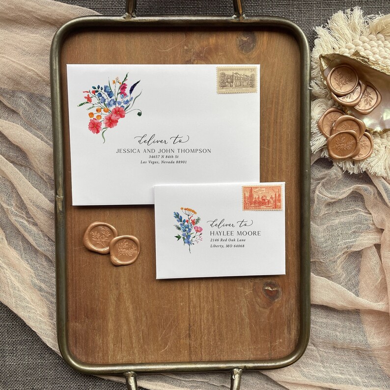Wildflower Guest and Return Address Envelope Printing - with purchase of our invitations only, A105 afbeelding 6