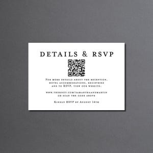 Monogram Wedding Invitation with QR code Printed: simple invite suite, RSVP details card, W142 image 7