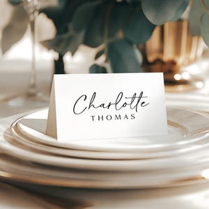 Minimalist Place Cards printed with personalized names: rehearsal dinner, wedding or shower PC216