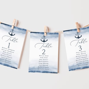 Nautical Seating Charts Printed, 5x7 seating chart, 4x6 seating chart, printed seating charts, wedding seating charts, anchor, SC106