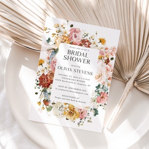 Wildflower Bridal Shower Invitation Printed, With Envelopes, spring bridal shower, summer bridal shower, floral bridal shower, B116 image 6