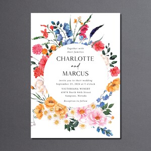 Wildflower Wedding Invitation Suite Printed: includes envelopes, RSVP and details card, W165 afbeelding 7