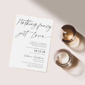 Nothing Fancy Just Love Invitation printed: simple wedding reception invite, includes envelopes, W108