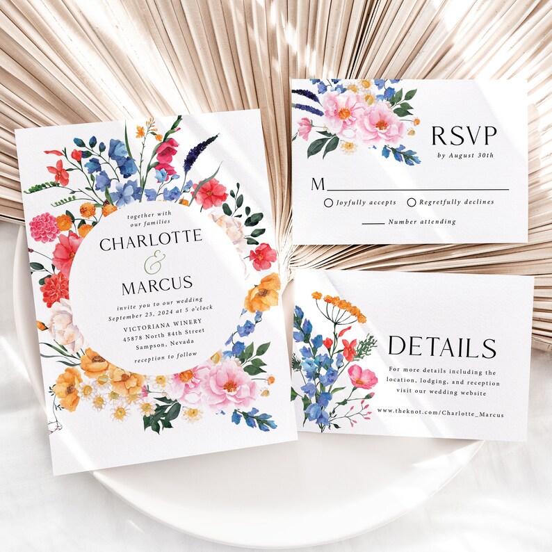 Wildflower Guest and Return Address Envelope Printing - with purchase of our invitations only, A105 afbeelding 9