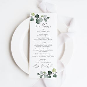 Eucalyptus Wedding Menu Printed printed, reception dinner with greenery and personalized M103 immagine 8