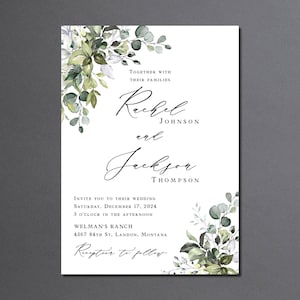 Eucalyptus Wedding Invitation Suite Printed: RSVP and Details Card, includes envelopes, W162 image 6