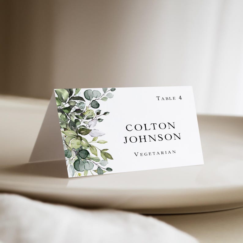 Eucalyptus Table Numbers Printed, 5x7 or 4x6, Greenery Wedding Table Signs, Elegant Reception, TN104 image 6