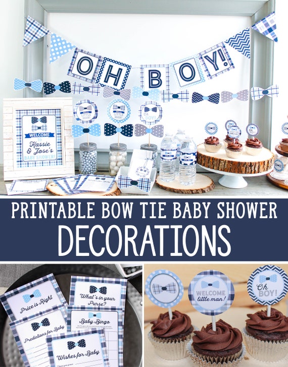 navy and gray baby shower decorations