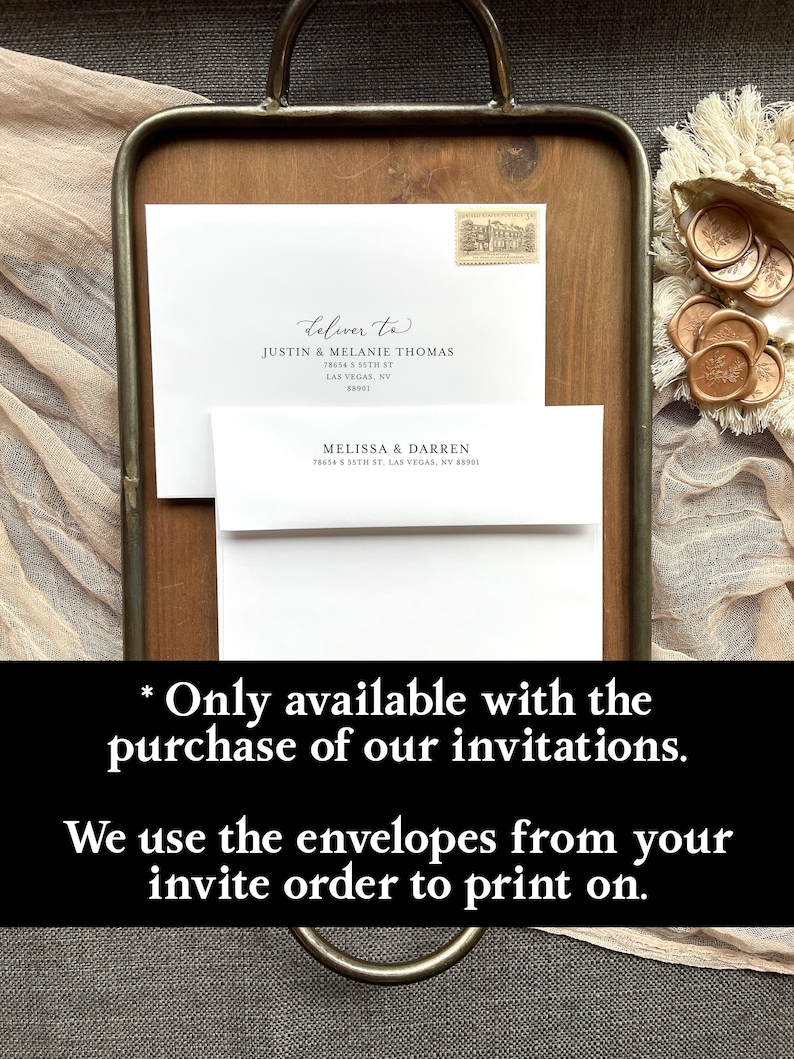 Wedding Invitation Envelope Printing - add on, with purchase of our invitations only