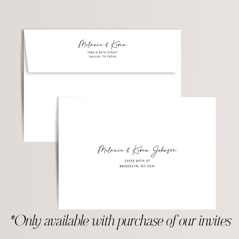 Guest Address and Return Address Envelope Printing - with purchase of our invitations only, A102 image 7