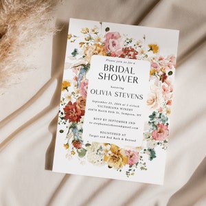 Wildflower Bridal Shower Invitation Printed, With Envelopes, spring bridal shower, summer bridal shower, floral bridal shower, B116 image 4