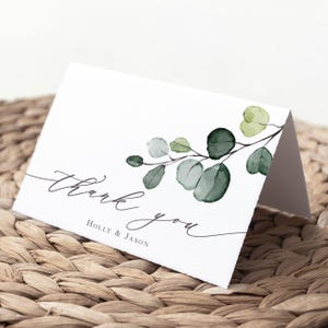 Eucalyptus Wedding Thank You Card Printed, with Envelopes, outdoor wedding, Folded T105 image 6