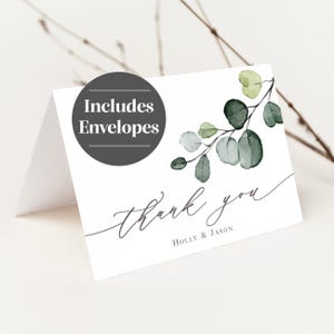 Eucalyptus Wedding Thank You Card Printed, with Envelopes, outdoor wedding, Folded T105 image 4
