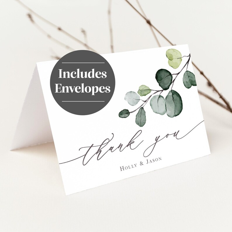 Eucalyptus Wedding Thank You Card Printed, with Envelopes, outdoor wedding, Folded T105 image 4
