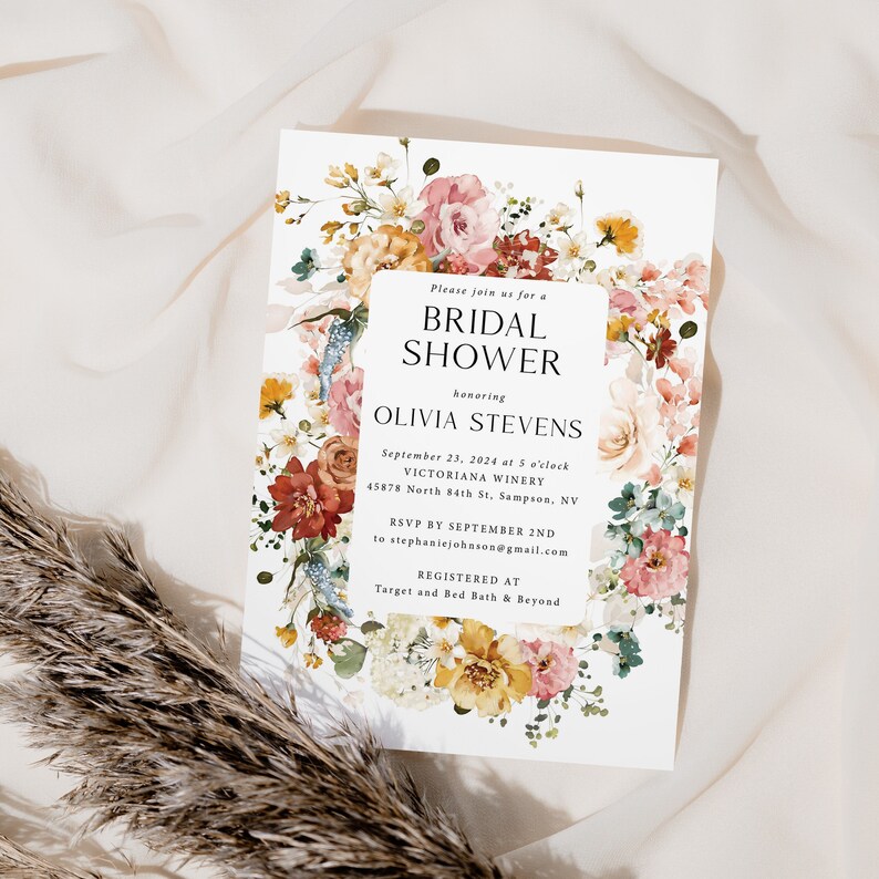 Wildflower Bridal Shower Invitation Printed