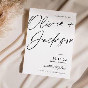 Simple Wedding Save the Date Card printed black and white: includes envelopes, without photo, S114