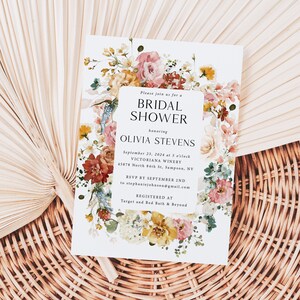 Wildflower Bridal Shower Invitation Printed, With Envelopes, spring bridal shower, summer bridal shower, floral bridal shower, B116 image 7
