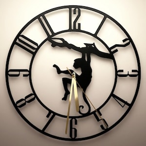 Open Frame Monkey Silhouette Metal Clock, Wildlife Wall Art,Zoo & Wildlife Gift