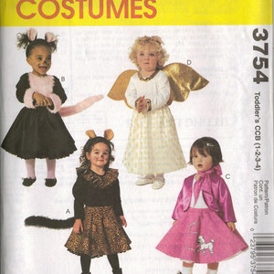 McCall&#39;s Costume Sewing Pattern 3754 - Toddler&#39;s Cat, Angel, 50&#39;s Girl, Cheetah Costumes (1-4)