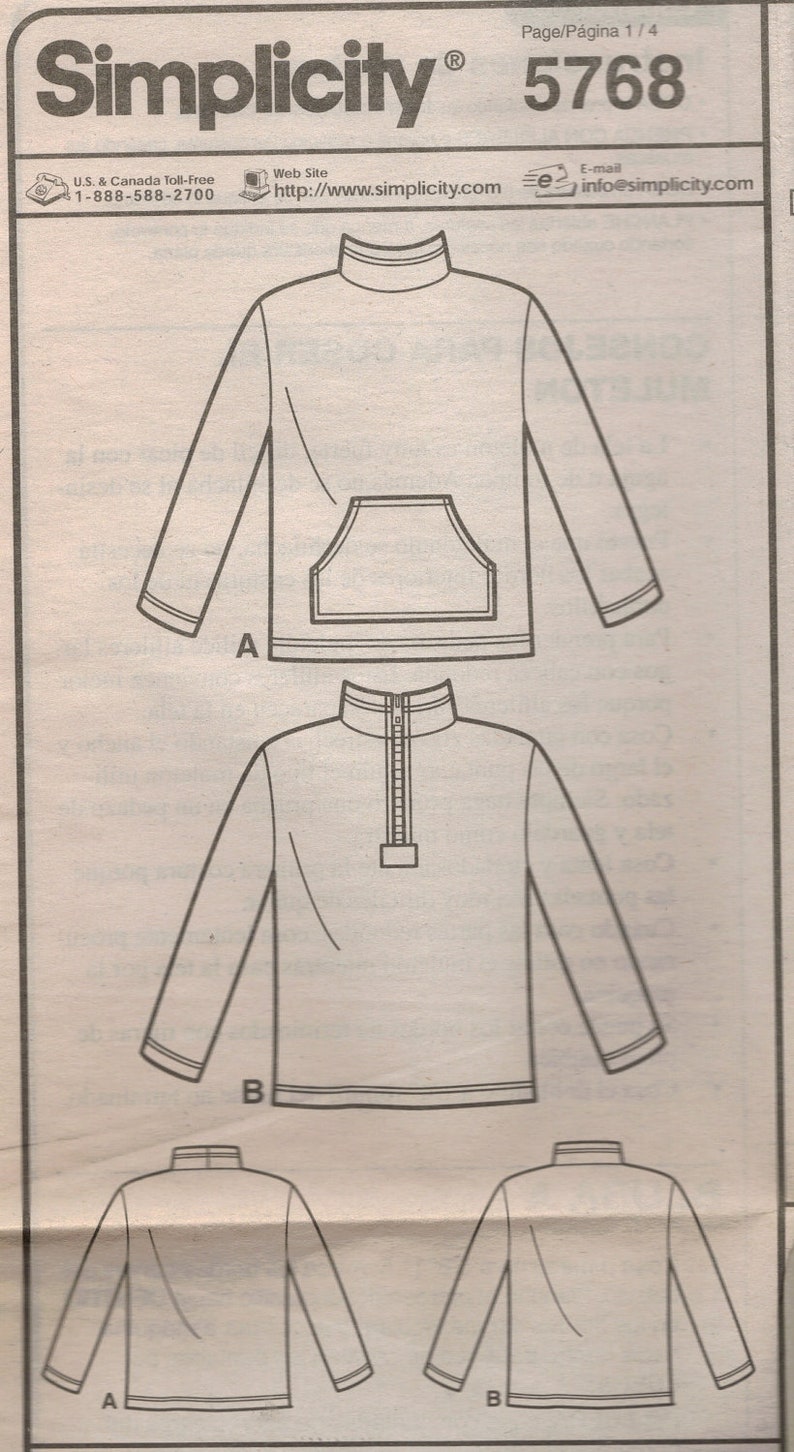 Simplicity Sewing Pattern 5768 Sweatshirts SL Etsy