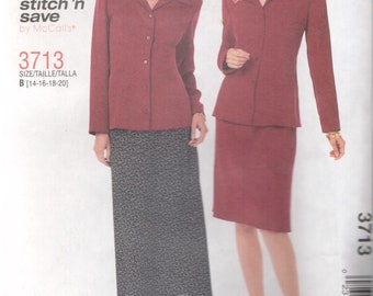McCall's Sewing Pattern 3713 - Misses'/Miss Petite Shirt-Jacket and Bias Skirt in Two Lengths (14-20)