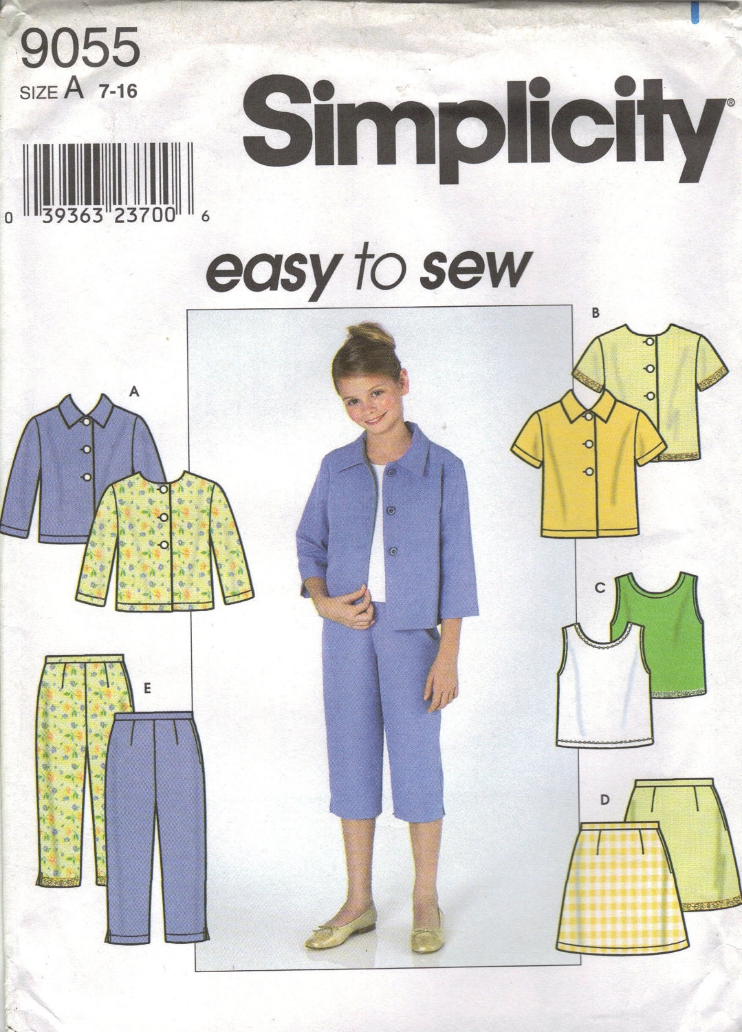 Simplicity Sewing Pattern 9055 Girls' Jacket Top Skirt | Etsy