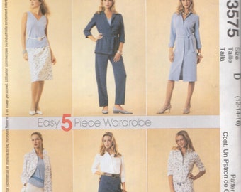 McCall's Sewing Pattern 3575 - Misses'/Miss Petite Dress, Shirt, Top, Pants, Skirt and Tie Belt (12-16)