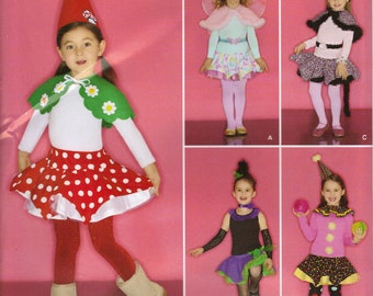 Simplicity Costume Sewing Pattern 0812 (aka 2327) - Child's Fairy, Ballerina, Leopard, and Clown Skirt Costumes (3-8)