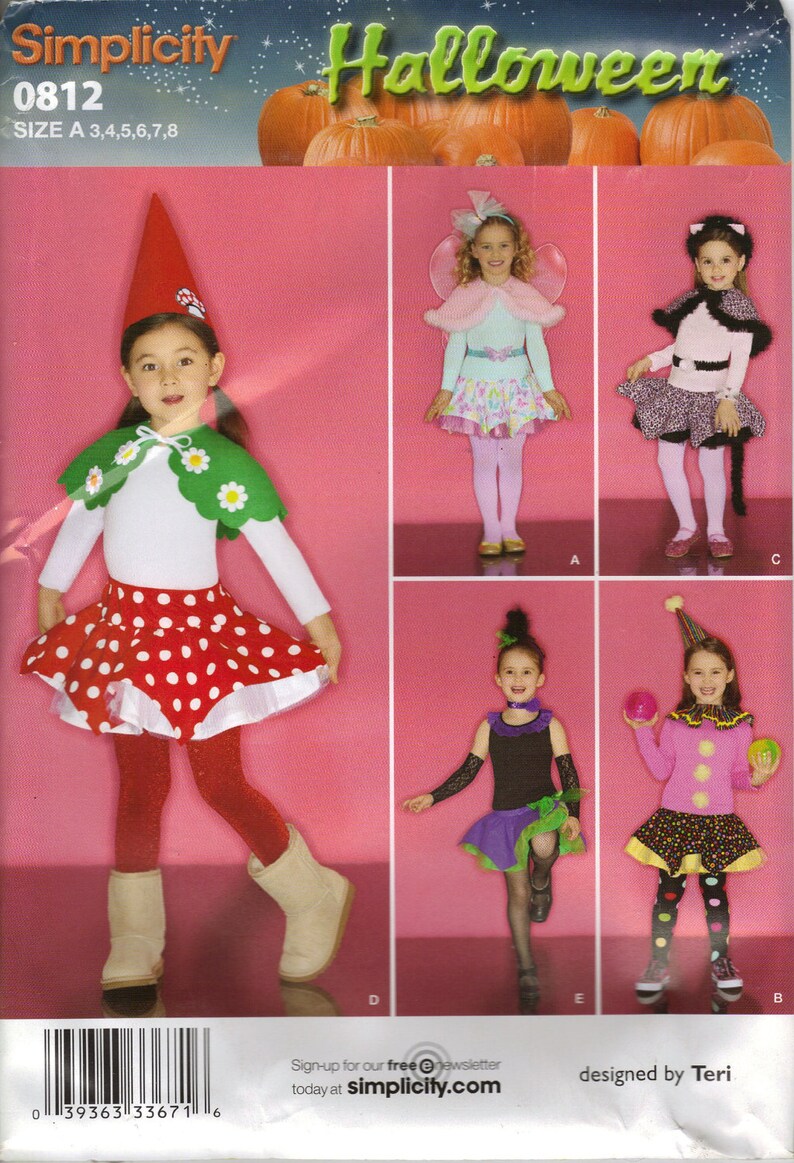 Simplicity Costume Sewing Pattern 0812 aka 2327 Child's Fairy, Ballerina, Leopard, and Clown Skirt Costumes 3-8 image 1