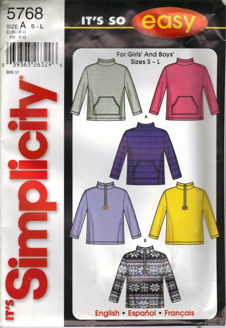 Simplicity Sewing Pattern 5768 Sweatshirts SL Etsy