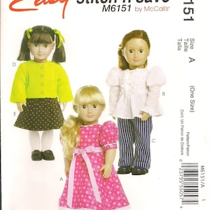 McCall's Sewing Pattern M6151 18 Doll Wardrobe image 1