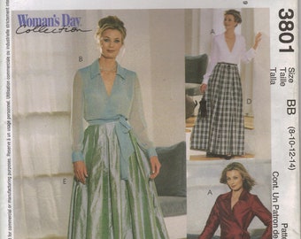 McCall's Sewing Pattern 3801 - Misses' Top, Pants, and Skirt in Two Lengths (8-14)