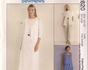 McCall's Sewing Pattern 2620 - Misses' Vest, Pants, and Skirt (20-22, 24-26)