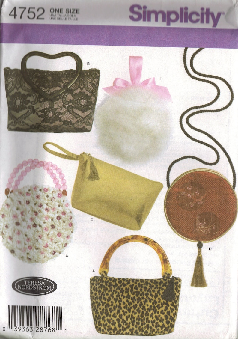 Simplicity Sewing Pattern 4752 Evening Bags Etsy