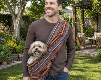 Organic Cotton Dog Sling Carrier for Small Dogs & Cats, Washable Pet Travel Bag Carrier