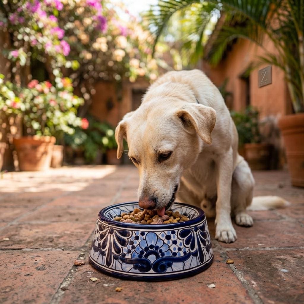 Talavera Ceramic Dog Bowl Handmade Pet Food Water Bowl Lead Free Dishwasher Safe Decor