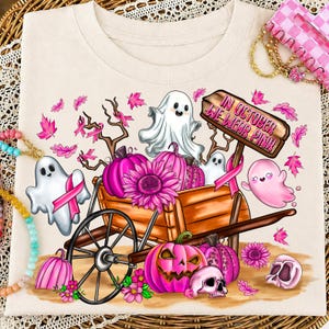 In October We Wear Pink PNG Png, Breast Cancer Awareness Png, Retro Breast Cancer Png, Halloween Pink Ghost png, Halloween Shirt Sublimation