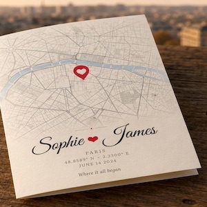 Biglietto "Dove ci siamo incontrati", biglietto d'auguri personalizzato con mappa, regalo di anniversario stampabile, ricordo del primo appuntamento con mappa per coppie, download digitale