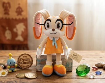 Ręcznie robiona pluszowa zabawka inspirowana Królikiem Cream, 14 cali – spersonalizowany prezent dla fanów Sonica i miłośników anime