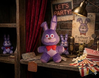 Ręcznie robiony pluszowy Bonnie | Pluszowa zabawka Bonnie inspirowana FNAF | Unikalny prezent kolekcjonerski dla graczy | Spersonalizowana miękka zabawka od Fazbear's Pizza