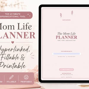 Mom Life Planner Digital Download | Custom Name Cover | Hyperlinked Fillable GoodNotes iPad Planner | Weekly Monthly Family Command Center